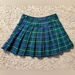 Blue and Green Pleated Skirt